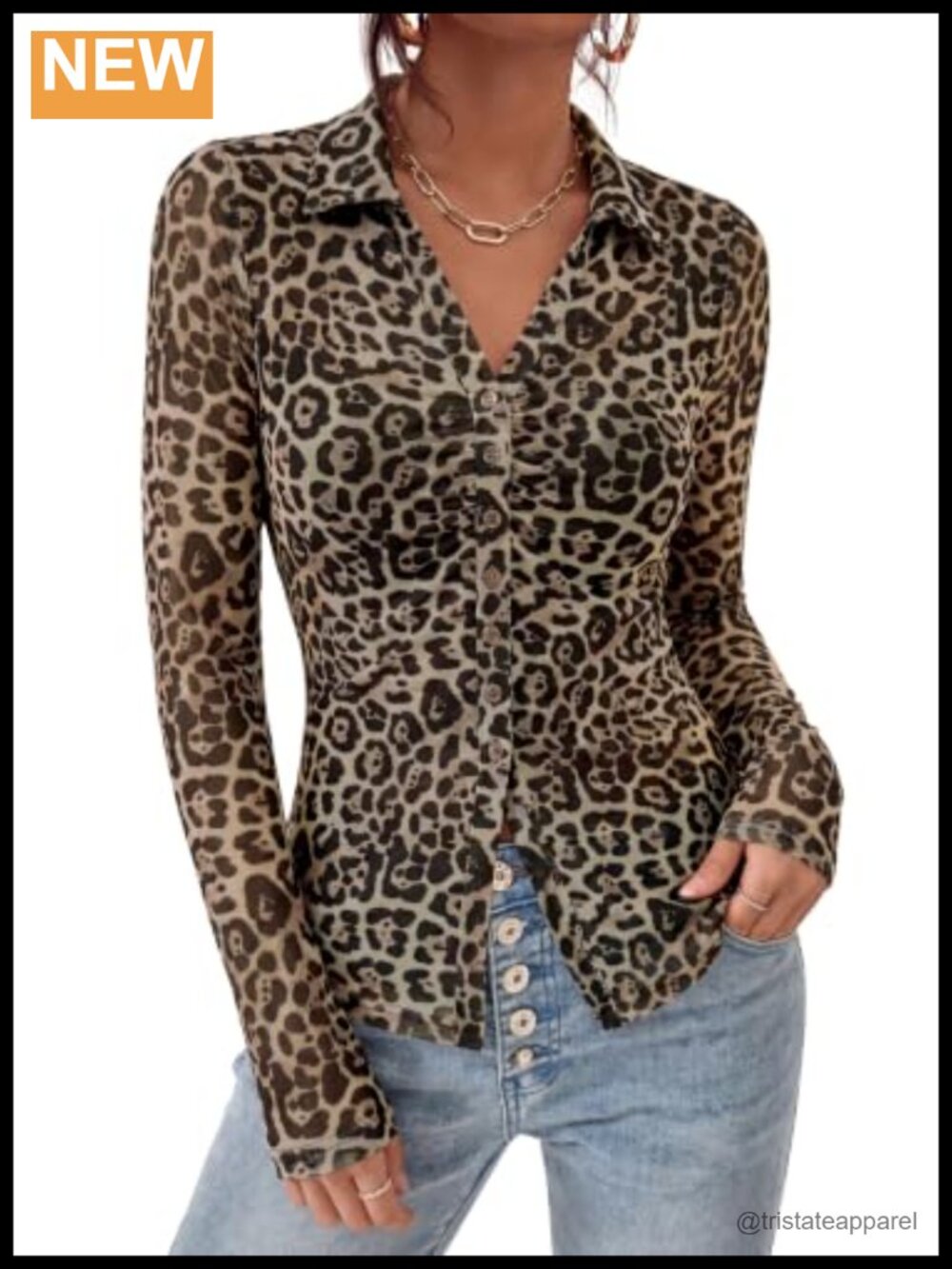 Women's Floral Mesh Button Down Blouse V-Neck Long Sleeve Party Top